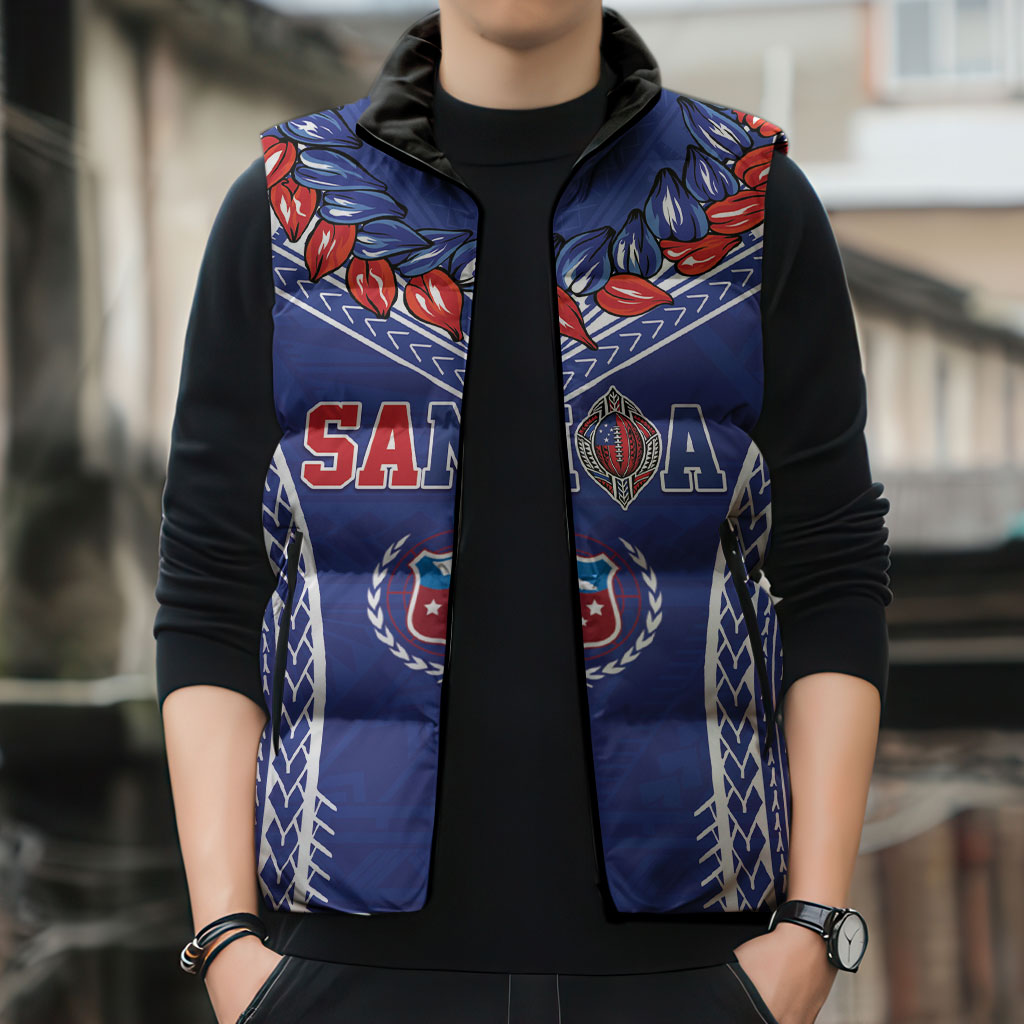 Custom Rugby Samoa 2026 Sleeveless Puffer Jacket UlaFala Polynesian Pattern LT01 - Polynesian Pride