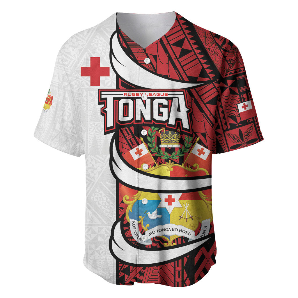 Custom Rugby Tonga 2026 Baseball Jersey Ngatu Pattern Special Version LT01 Red - Polynesian Pride