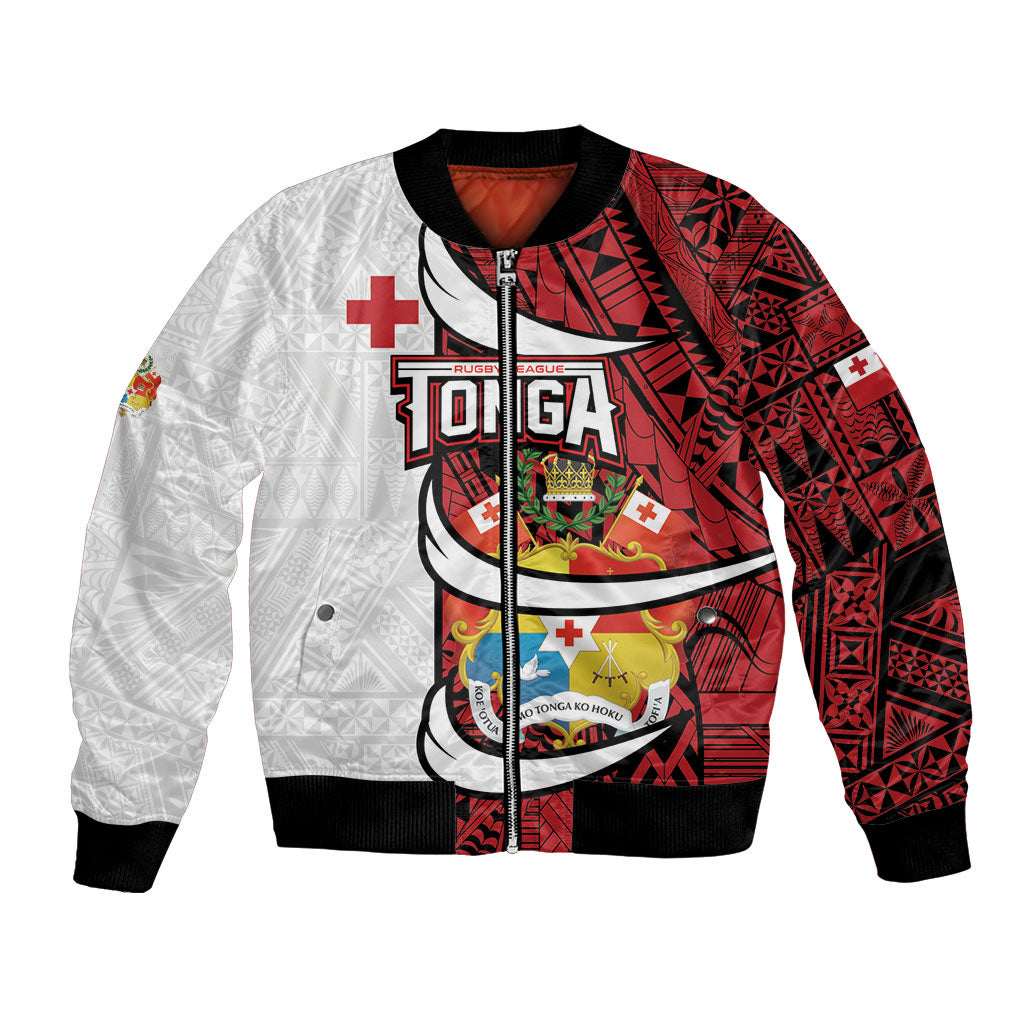 Custom Rugby Tonga 2026 Bomber Jacket Ngatu Pattern Special Version LT01 Unisex Red - Polynesian Pride