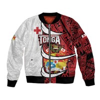 Custom Rugby Tonga 2026 Bomber Jacket Ngatu Pattern Special Version LT01 Unisex Red - Polynesian Pride