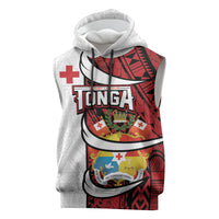 Custom Rugby Tonga 2026 Sleeveless Hoodie Ngatu Pattern Special Version LT01 Red - Polynesian Pride