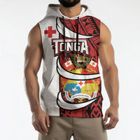 Custom Rugby Tonga 2026 Sleeveless Hoodie Ngatu Pattern Special Version LT01 - Polynesian Pride