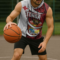 Custom Rugby Tonga 2026 Sleeveless Hoodie Ngatu Pattern Special Version LT01 - Polynesian Pride