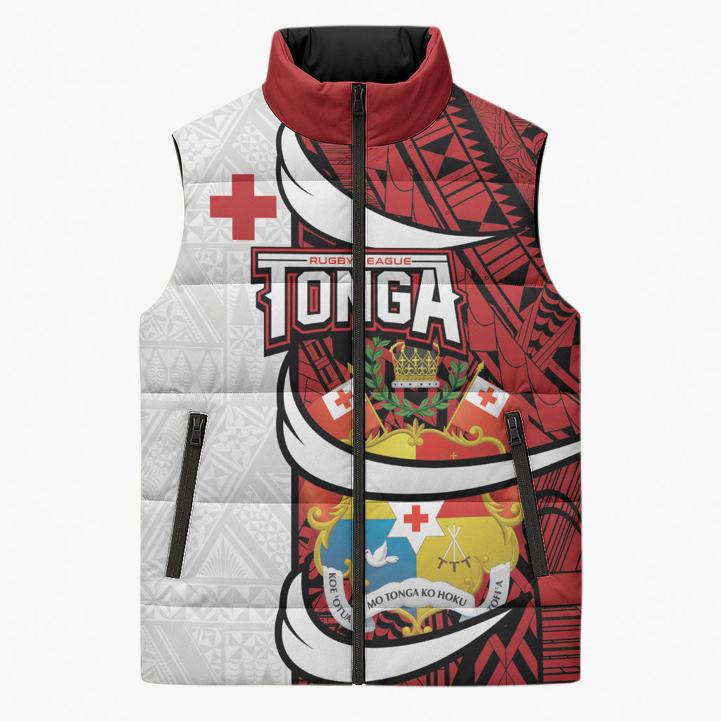 Custom Rugby Tonga 2026 Sleeveless Puffer Jacket Ngatu Pattern Special Version