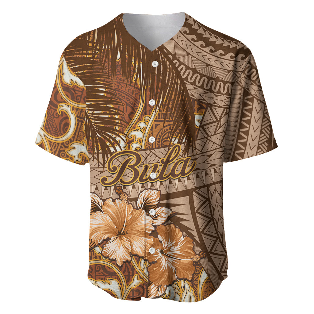 Personalised Fiji Masi Baseball Jersey Bula Fijian Masi Tapa Vintage Style LT01 Brown - Polynesian Pride