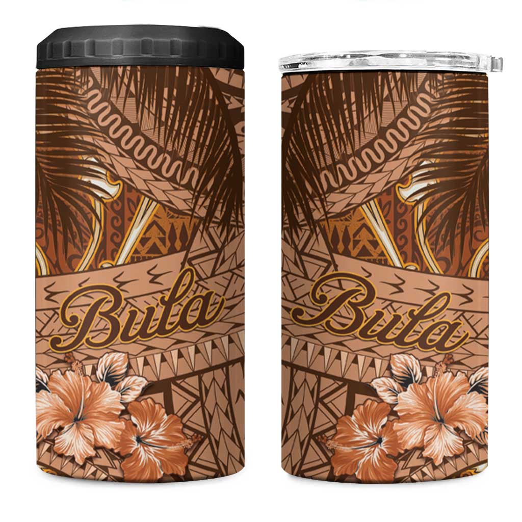 Personalised Fiji Masi 4 in 1 Can Cooler Tumbler Bula Fijian Masi Tapa Vintage Style