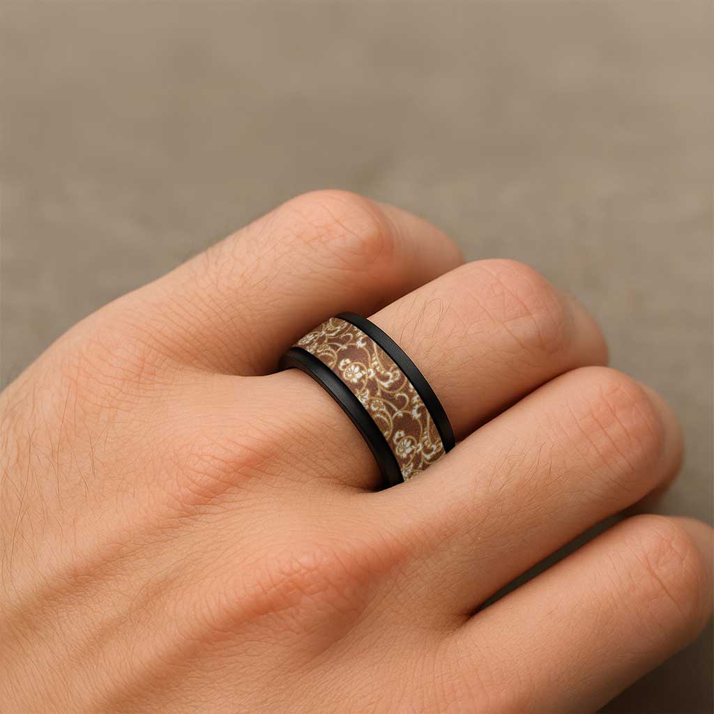 Fiji Masi Spinner Ring Bula Fijian Masi Tapa Vintage Style LT01 - Polynesian Pride