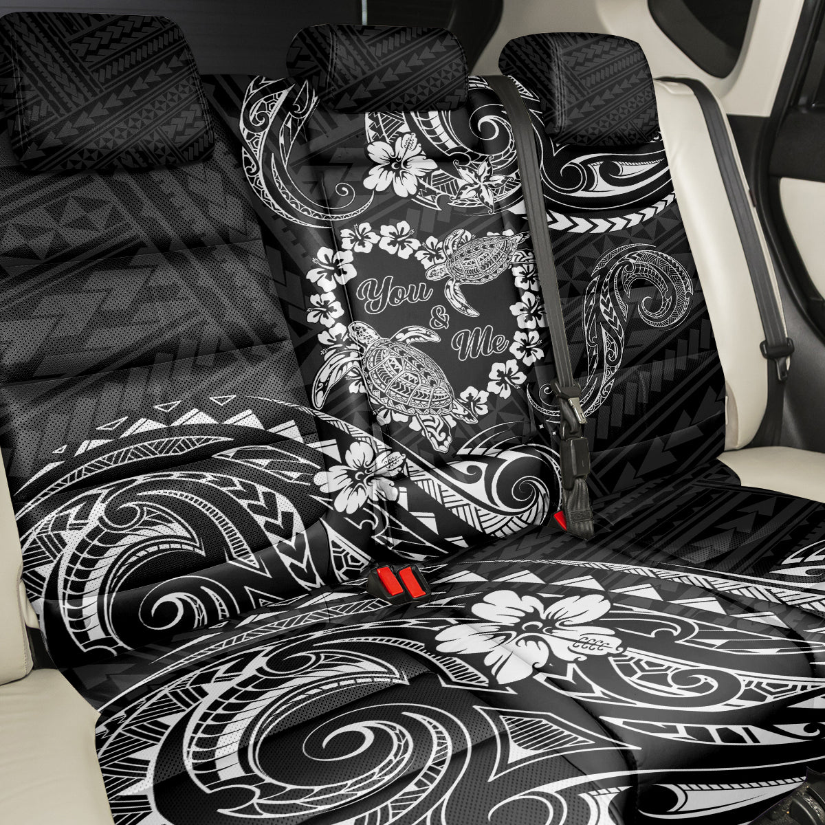 Polynesian Turtle Valentine Back Car Seat Cover You And Me Hibiscus Heart LT01 - Polynesian Pride