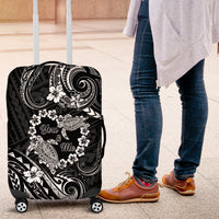 Polynesian Turtle Valentine Luggage Cover You And Me Hibiscus Heart LT01 Black - Polynesian Pride