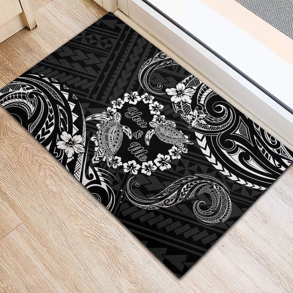 Polynesian Turtle Valentine Rubber Doormat You And Me Hibiscus Heart LT01 - Polynesian Pride