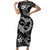 Polynesian Turtle Valentine Short Sleeve Bodycon Dress You And Me Hibiscus Heart LT01 Long Dress Black - Polynesian Pride