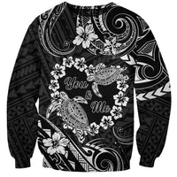Polynesian Turtle Valentine Sweatshirt You And Me Hibiscus Heart LT01 Unisex Black - Polynesian Pride