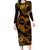 Polynesian Turtle Valentine Family Matching Long Sleeve Bodycon Dress and Hawaiian Shirt You And Me Gold Hibiscus Heart LT01 Mom's Dress Gold - Polynesian Pride