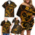 Polynesian Turtle Valentine Family Matching Off Shoulder Short Dress and Hawaiian Shirt You And Me Gold Hibiscus Heart LT01 - Polynesian Pride