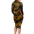 Polynesian Turtle Valentine Long Sleeve Bodycon Dress You And Me Gold Hibiscus Heart LT01 - Polynesian Pride