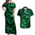 Polynesian Turtle Valentine Couples Matching Off Shoulder Maxi Dress and Hawaiian Shirt You And Me Green Hibiscus Heart LT01 Green - Polynesian Pride