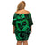 Polynesian Turtle Valentine Family Matching Off Shoulder Short Dress and Hawaiian Shirt You And Me Green Hibiscus Heart LT01 - Polynesian Pride