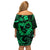 Polynesian Turtle Valentine Off Shoulder Short Dress You And Me Green Hibiscus Heart LT01 - Polynesian Pride