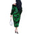 Polynesian Turtle Valentine Off The Shoulder Long Sleeve Dress You And Me Green Hibiscus Heart LT01 - Polynesian Pride