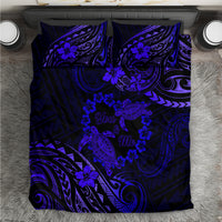 Polynesian Turtle Valentine Bedding Set You And Me Navy Blue Hibiscus Heart LT01 Blue - Polynesian Pride