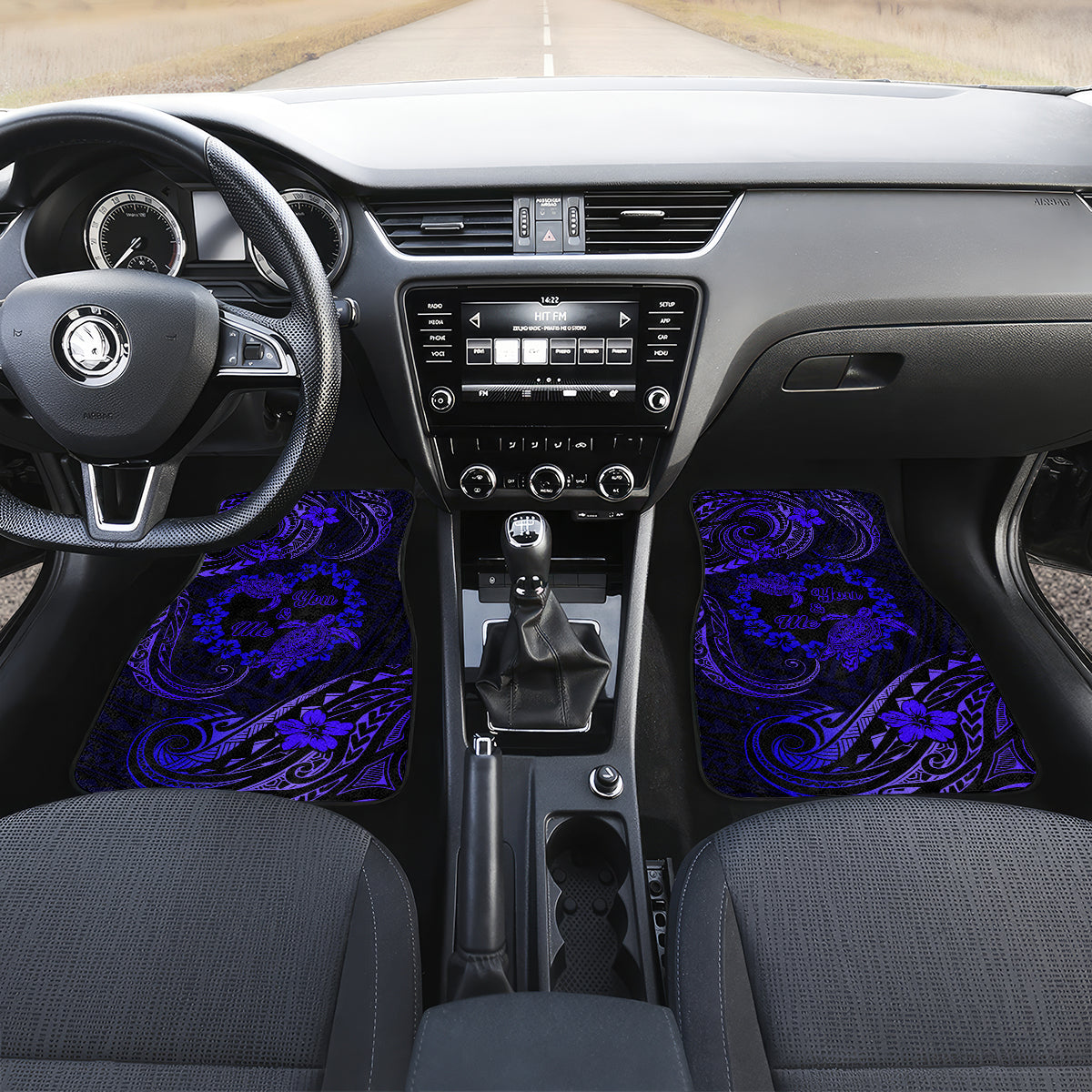 Polynesian Turtle Valentine Car Mats You And Me Navy Blue Hibiscus Heart LT01 - Polynesian Pride
