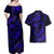 Polynesian Turtle Valentine Couples Matching Off Shoulder Maxi Dress and Hawaiian Shirt You And Me Navy Blue Hibiscus Heart LT01 - Polynesian Pride