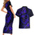 Polynesian Turtle Valentine Couples Matching Short Sleeve Bodycon Dress and Hawaiian Shirt You And Me Navy Blue Hibiscus Heart LT01 - Polynesian Pride