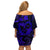 Polynesian Turtle Valentine Off Shoulder Short Dress You And Me Navy Blue Hibiscus Heart LT01 - Polynesian Pride