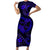 Polynesian Turtle Valentine Short Sleeve Bodycon Dress You And Me Navy Blue Hibiscus Heart LT01 Long Dress Blue - Polynesian Pride