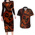 Polynesian Turtle Valentine Couples Matching Long Sleeve Bodycon Dress and Hawaiian Shirt You And Me Orange Hibiscus Heart LT01 Orange - Polynesian Pride