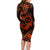 Polynesian Turtle Valentine Family Matching Long Sleeve Bodycon Dress and Hawaiian Shirt You And Me Orange Hibiscus Heart LT01 - Polynesian Pride