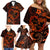 Polynesian Turtle Valentine Family Matching Off Shoulder Short Dress and Hawaiian Shirt You And Me Orange Hibiscus Heart LT01 - Polynesian Pride