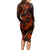 Polynesian Turtle Valentine Long Sleeve Bodycon Dress You And Me Orange Hibiscus Heart LT01 - Polynesian Pride