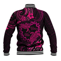 Polynesian Turtle Valentine Baseball Jacket You And Me Pink Hibiscus Heart LT01 - Polynesian Pride