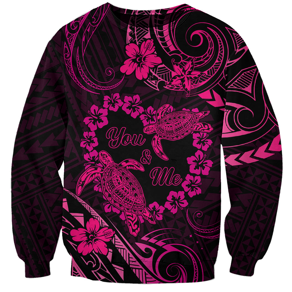 Polynesian Turtle Valentine Sweatshirt You And Me Pink Hibiscus Heart LT01 Unisex Pink - Polynesian Pride
