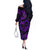 Polynesian Turtle Valentine Off The Shoulder Long Sleeve Dress You And Me Purple Hibiscus Heart LT01 - Polynesian Pride