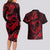 Polynesian Turtle Valentine Couples Matching Long Sleeve Bodycon Dress and Hawaiian Shirt You And Me Red Hibiscus Heart LT01 - Polynesian Pride