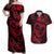 Polynesian Turtle Valentine Couples Matching Off Shoulder Maxi Dress and Hawaiian Shirt You And Me Red Hibiscus Heart LT01 Red - Polynesian Pride