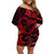 Polynesian Turtle Valentine Family Matching Off Shoulder Short Dress and Hawaiian Shirt You And Me Red Hibiscus Heart LT01 Mom's Dress Red - Polynesian Pride