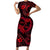 Polynesian Turtle Valentine Family Matching Short Sleeve Bodycon Dress and Hawaiian Shirt You And Me Red Hibiscus Heart LT01 Mom's Dress Red - Polynesian Pride