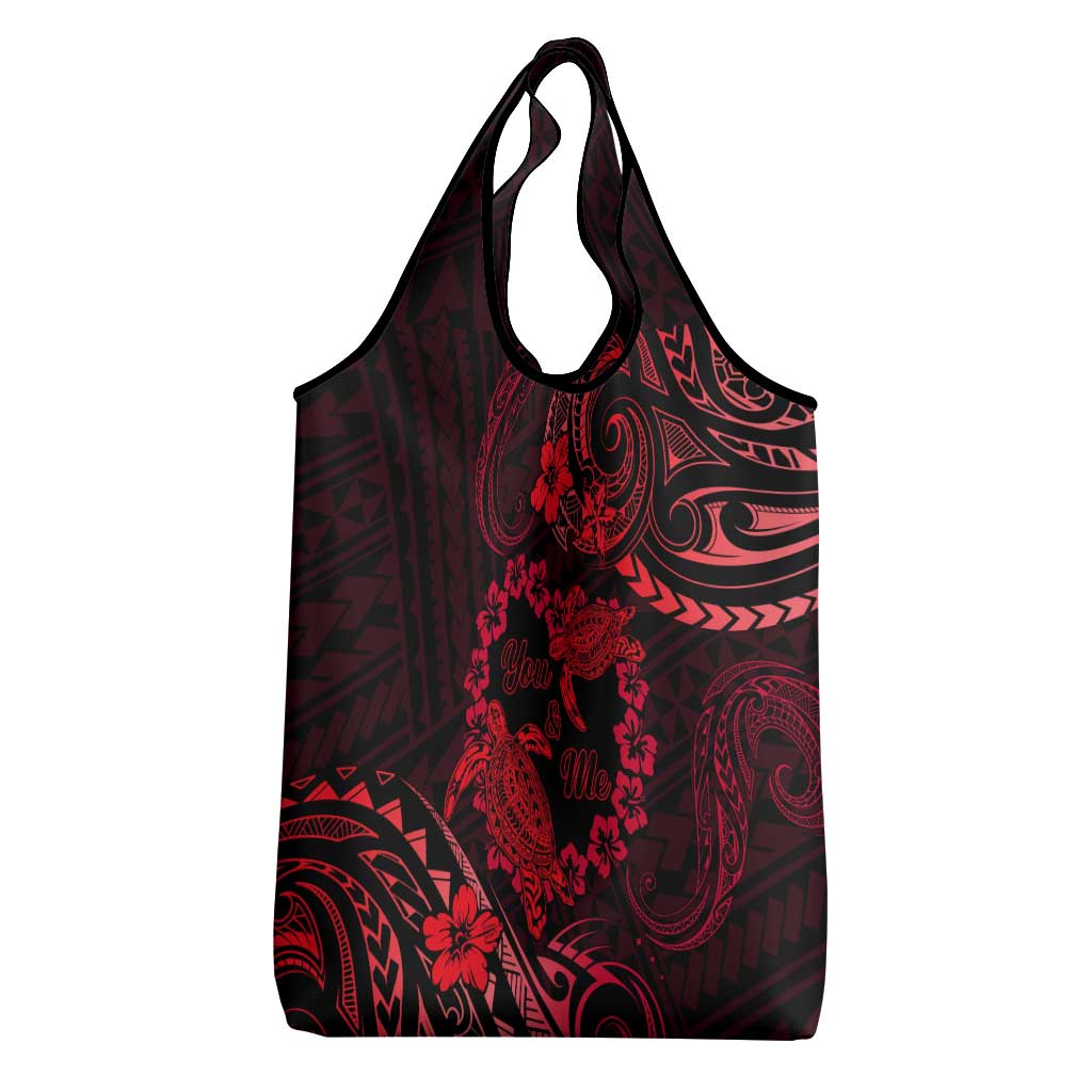 Polynesian Turtle Valentine Grocery Bag You And Me Red Hibiscus Heart LT01 - Polynesian Pride