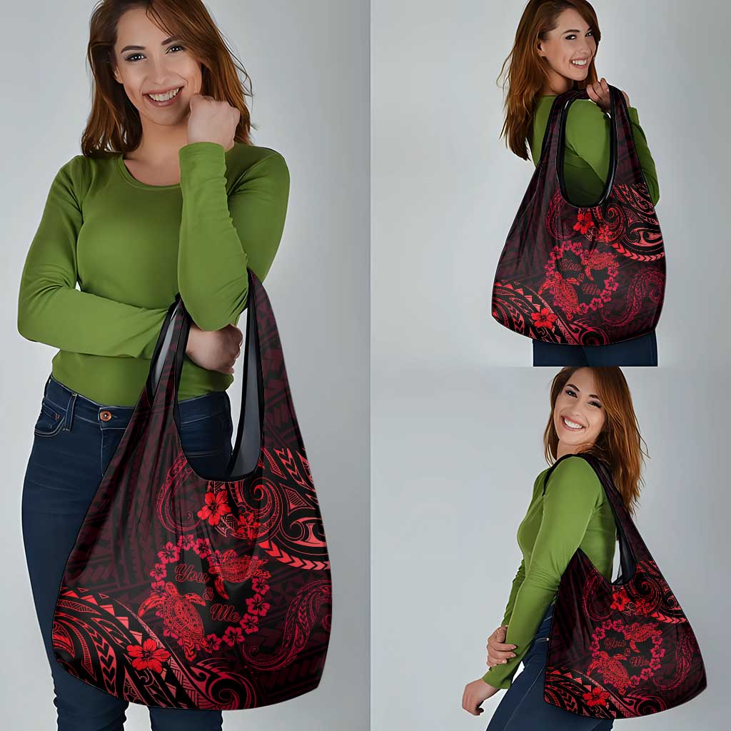Polynesian Turtle Valentine Grocery Bag You And Me Red Hibiscus Heart LT01 - Polynesian Pride