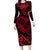 Polynesian Turtle Valentine Long Sleeve Bodycon Dress You And Me Red Hibiscus Heart LT01 Long Dress Red - Polynesian Pride