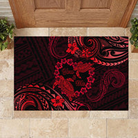Polynesian Turtle Valentine Rubber Doormat You And Me Red Hibiscus Heart LT01 - Polynesian Pride