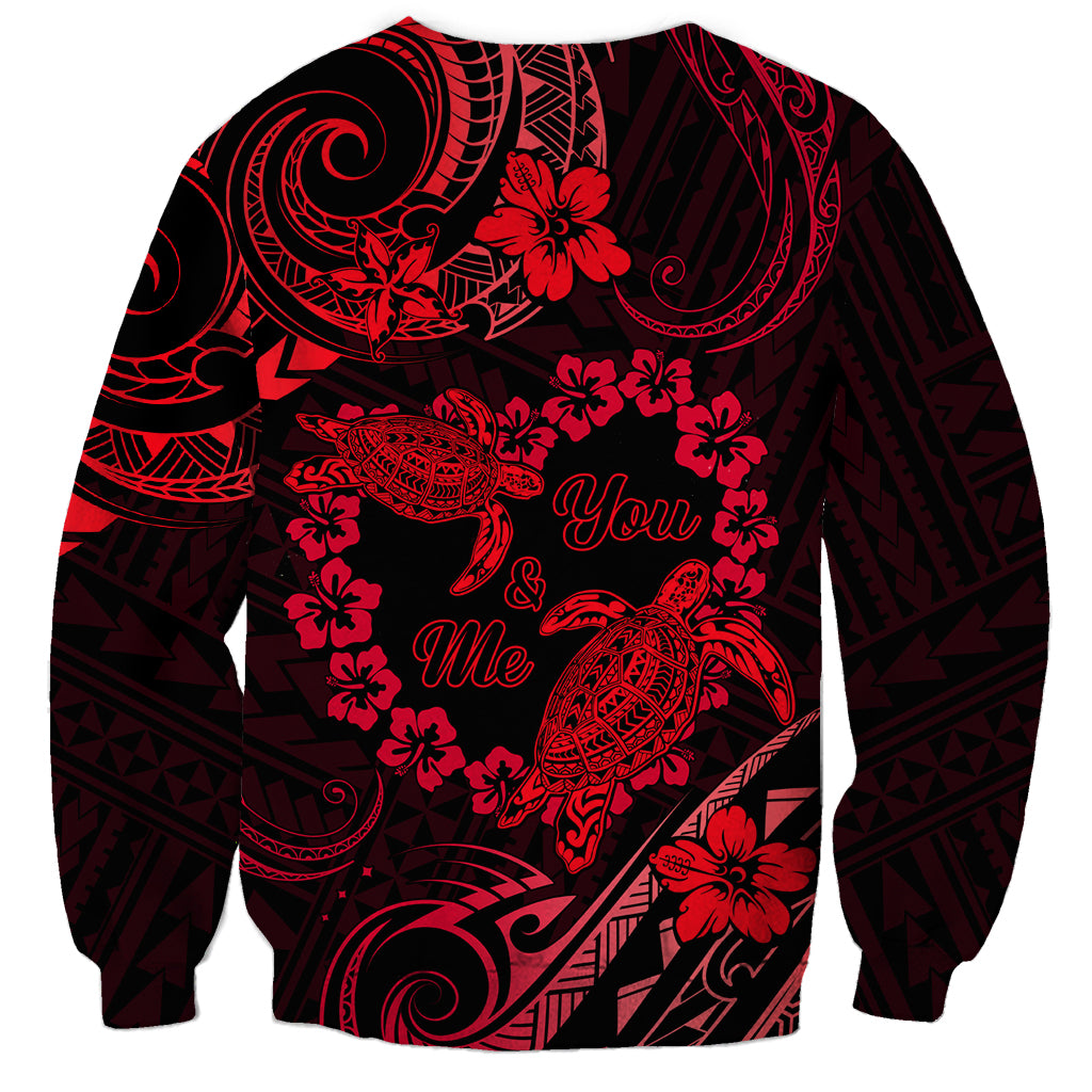 Polynesian Turtle Valentine Sweatshirt You And Me Red Hibiscus Heart LT01 - Polynesian Pride