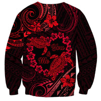 Polynesian Turtle Valentine Sweatshirt You And Me Red Hibiscus Heart LT01 - Polynesian Pride