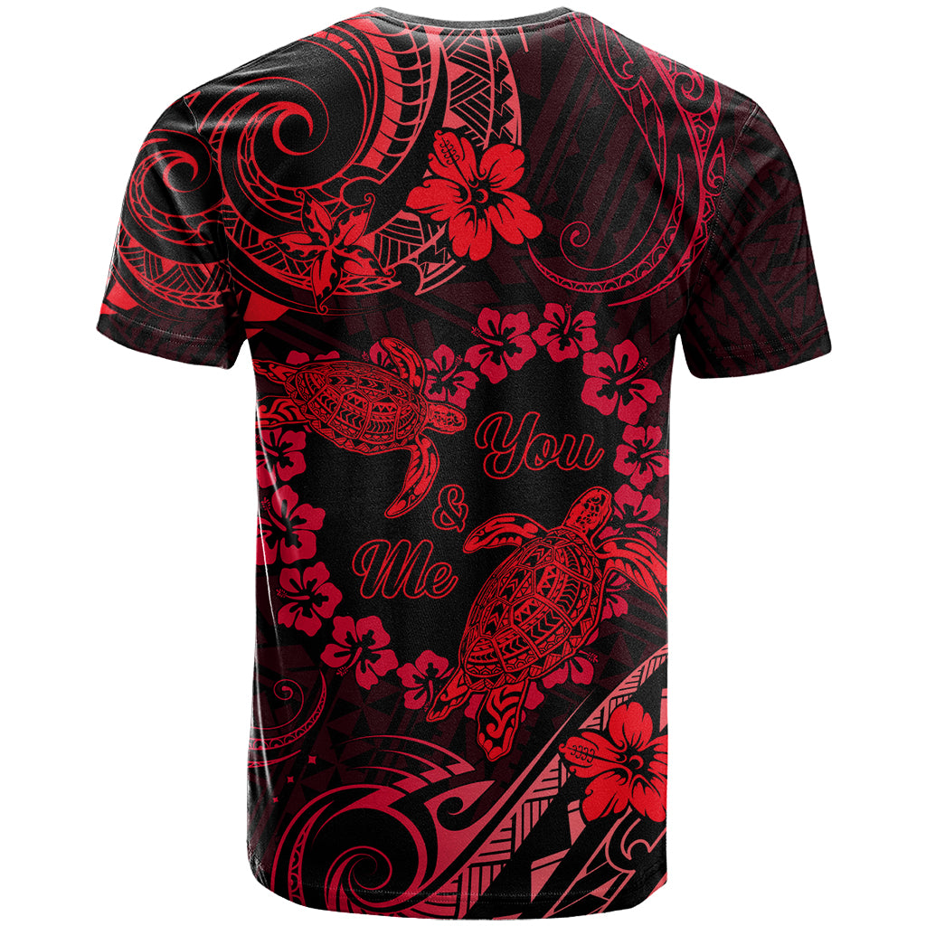 Polynesian Turtle Valentine T Shirt You And Me Red Hibiscus Heart LT01 - Polynesian Pride