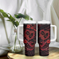 Polynesian Turtle Valentine Tumbler With Handle You And Me Red Hibiscus Heart LT01 - Polynesian Pride