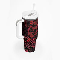 Polynesian Turtle Valentine Tumbler With Handle You And Me Red Hibiscus Heart LT01 - Polynesian Pride