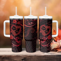 Polynesian Turtle Valentine Tumbler With Handle You And Me Red Hibiscus Heart LT01 - Polynesian Pride